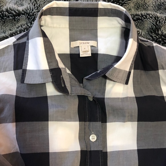 JCrew retail navy buffalo check shirt sz 2 - Picture 2 of 5